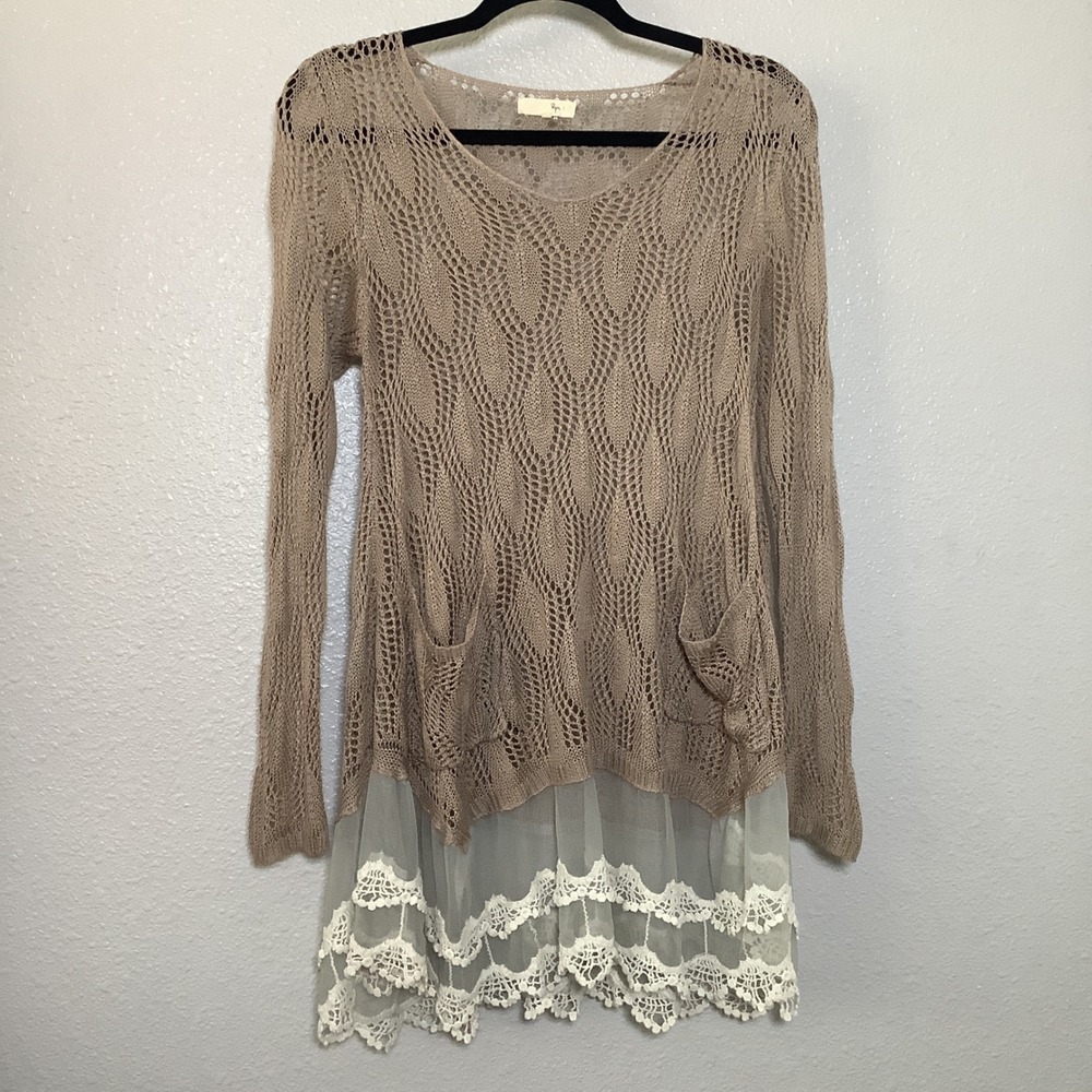 Ryu Sheer Lace Forest Fairy Fairycore Lagenlook Mori Girl Hippie Earthy Top S/M